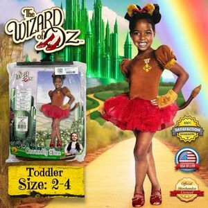 OFFICIAL The Wizard of Oz Cowardly Lion TODDLER SIZE 2-4 Girls Child Costume NEW